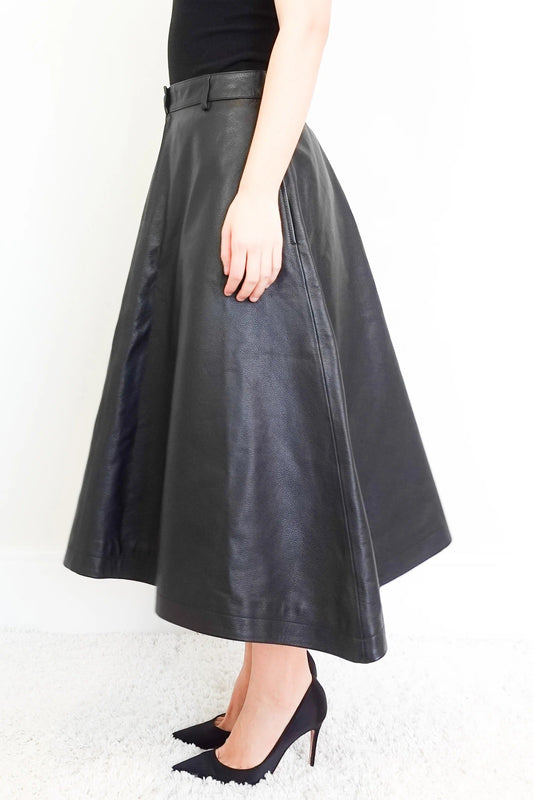 Black Midi Leather Skirt